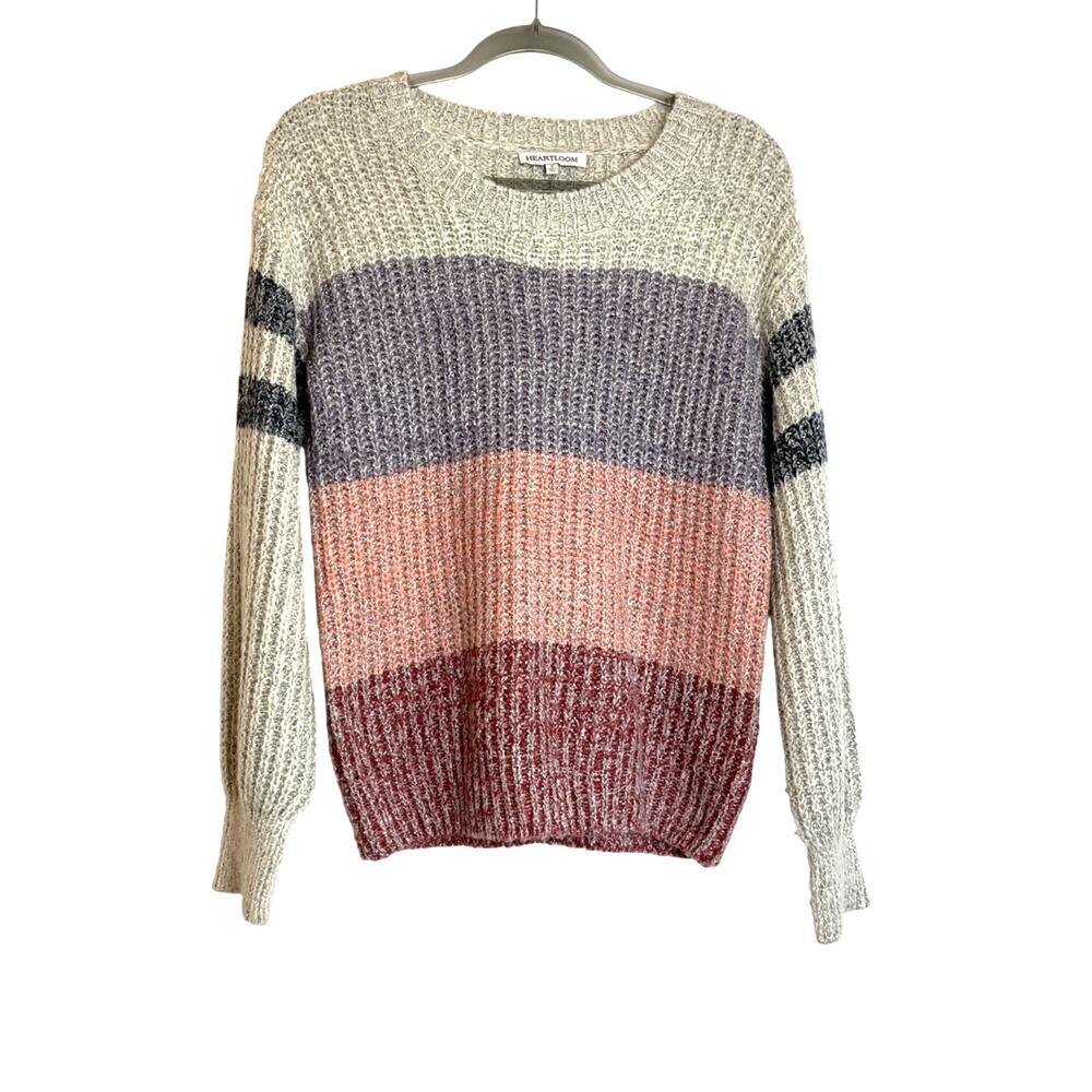 Heartloom Colorblocked Striped Crew Neck Sweater Size S Multicolor Chunky Ribbed
